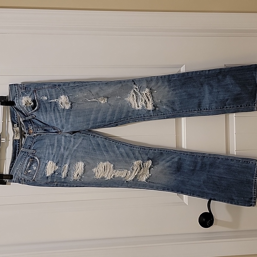 Abercrombie & Fitch Low Rise Blue Distressed Jeans Size 6 - Picture 9 of 10